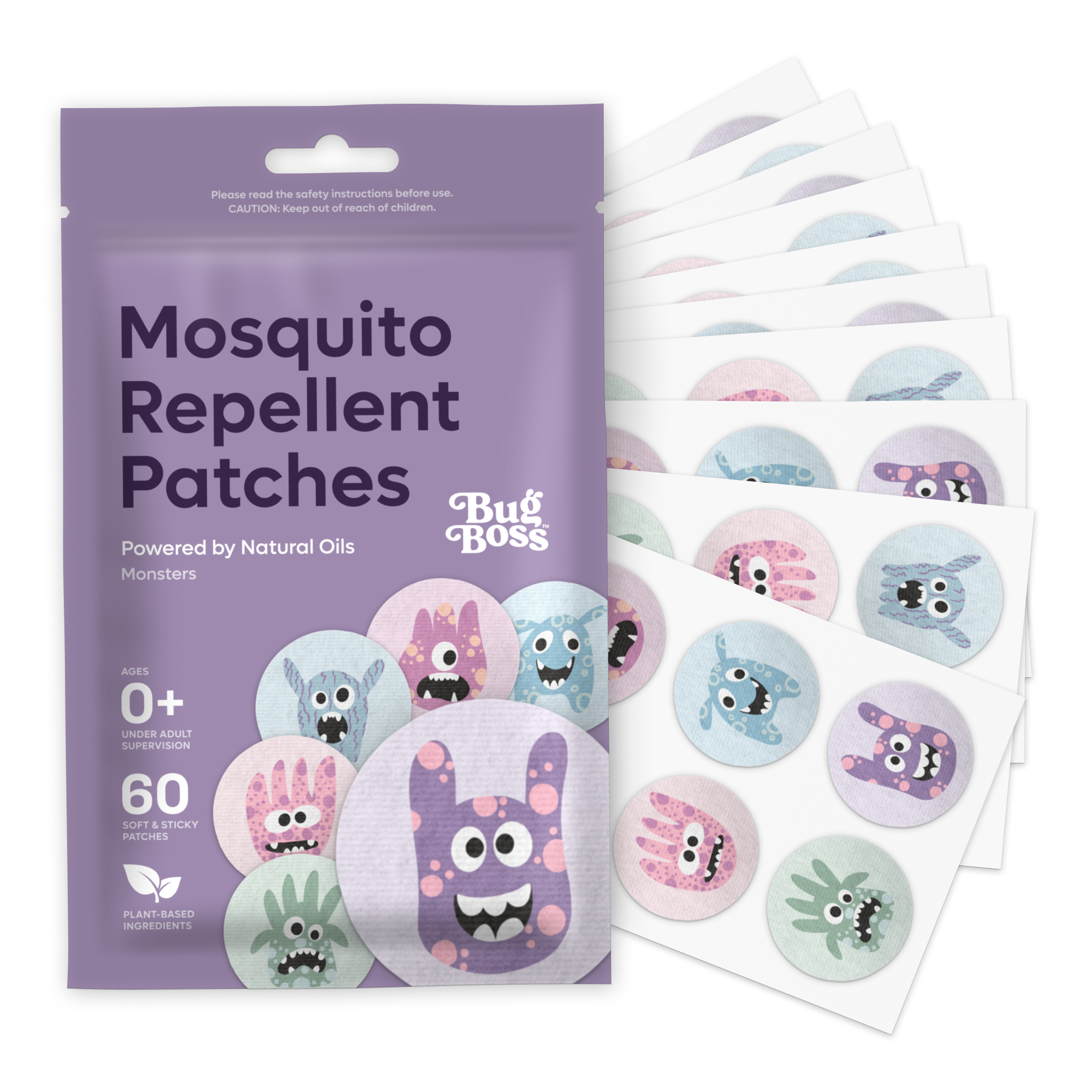 Smiling baby protected by a DEET-free mosquito patch on baby grow