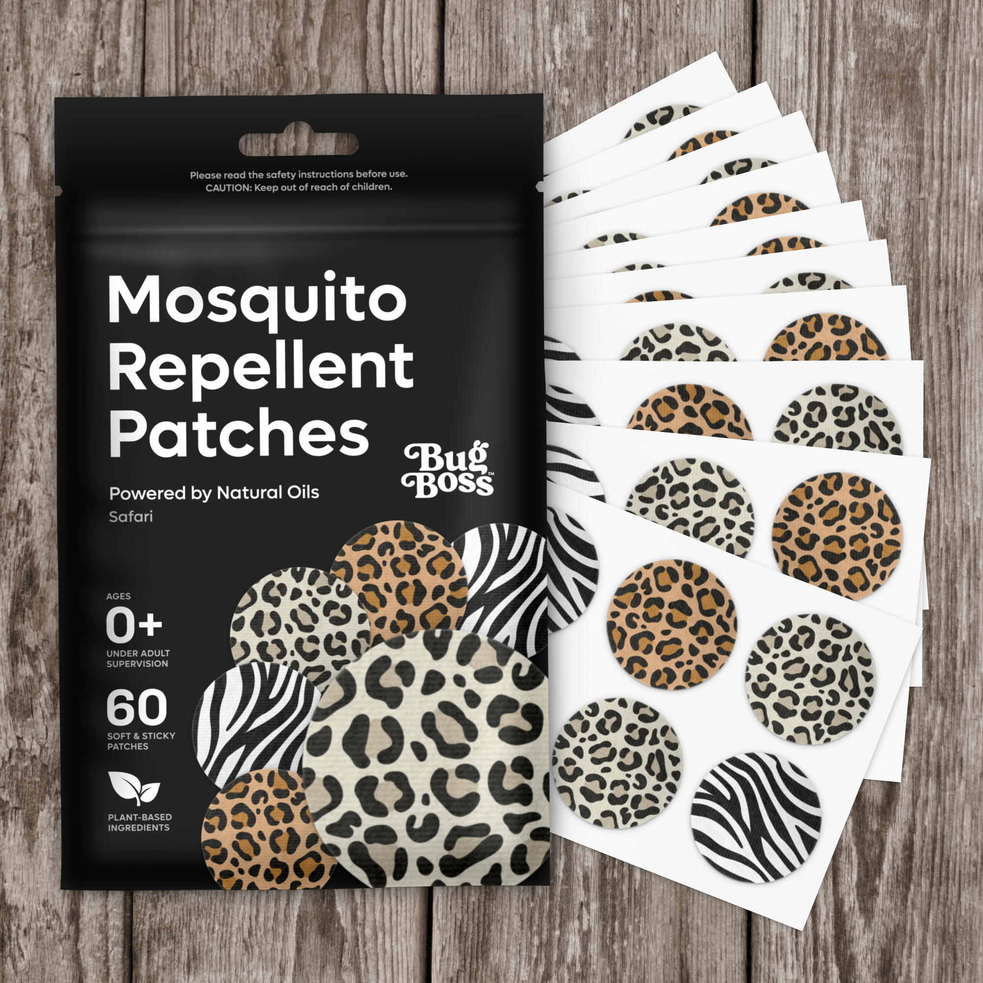 Colourful DEET-free mosquito patch stickers in different designs
